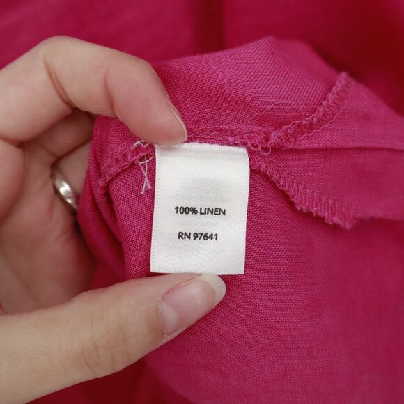 J. Jill Linen Top Women M Pink Lagenlook Boho Barbie Bright Resort Coastal Beach - Picture 4 of 15